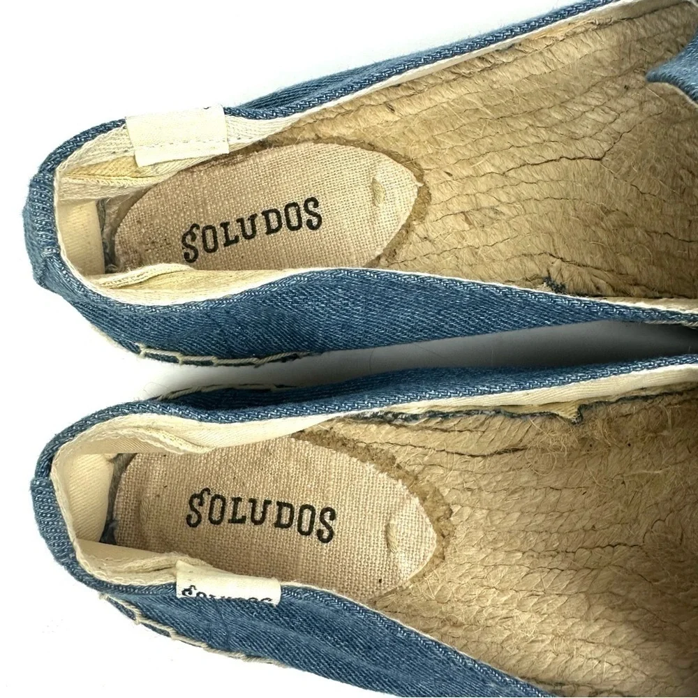 Soludos Popsicle Espadrille 9 Blue Denim Canvas Slip‎ On Womens Shoes